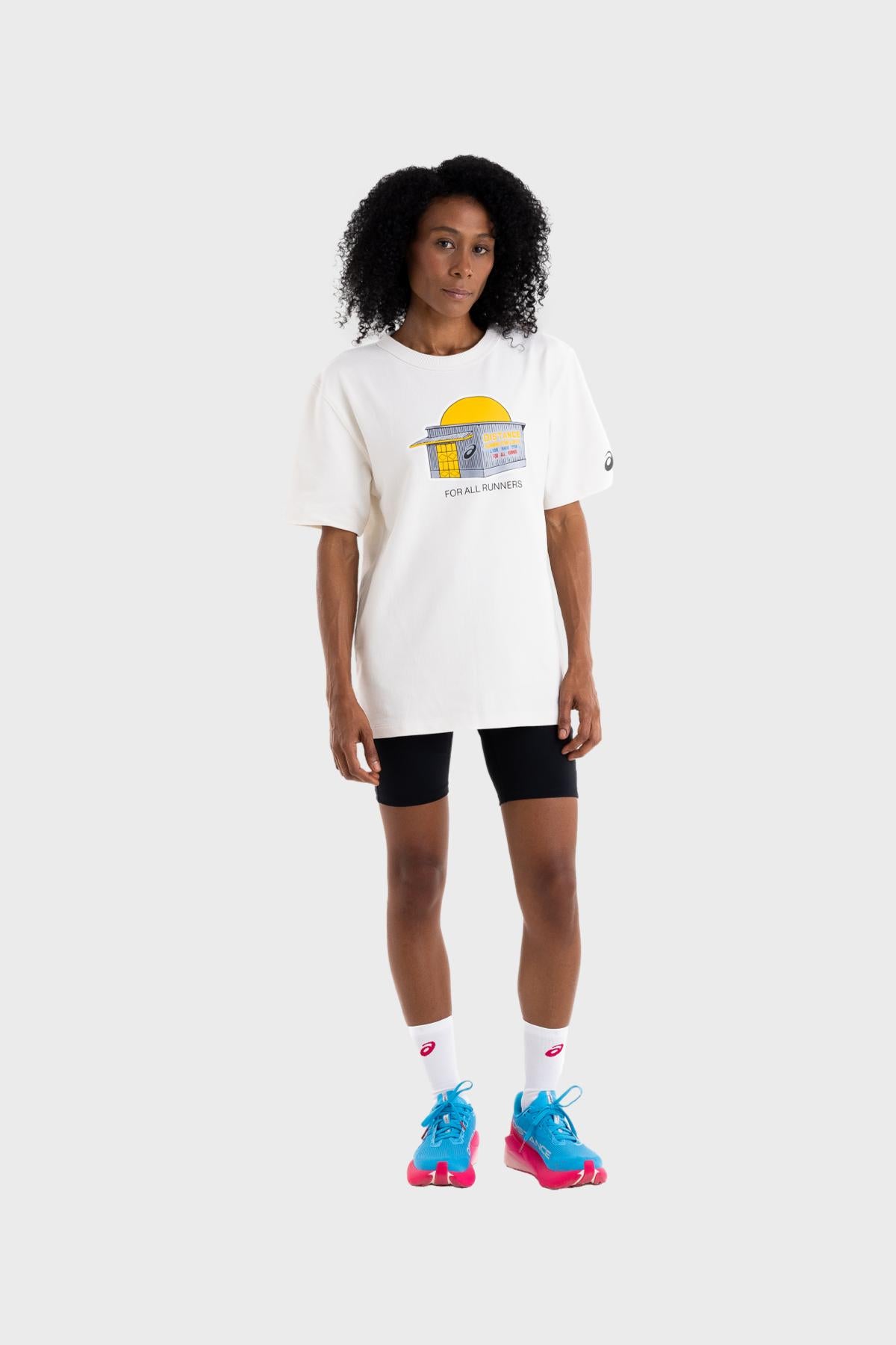 Distance x ASICS - COMFORT SS TOP Unisexe - Brilliant White