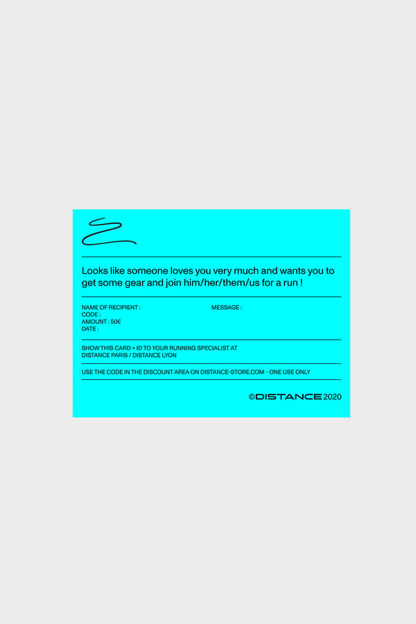 DISTANCE GIFT CARD